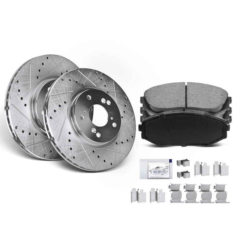 Front Drilled Rotors & Ceramic Brake Pads for Honda Odyssey 1999-2004 Acura 3.5L