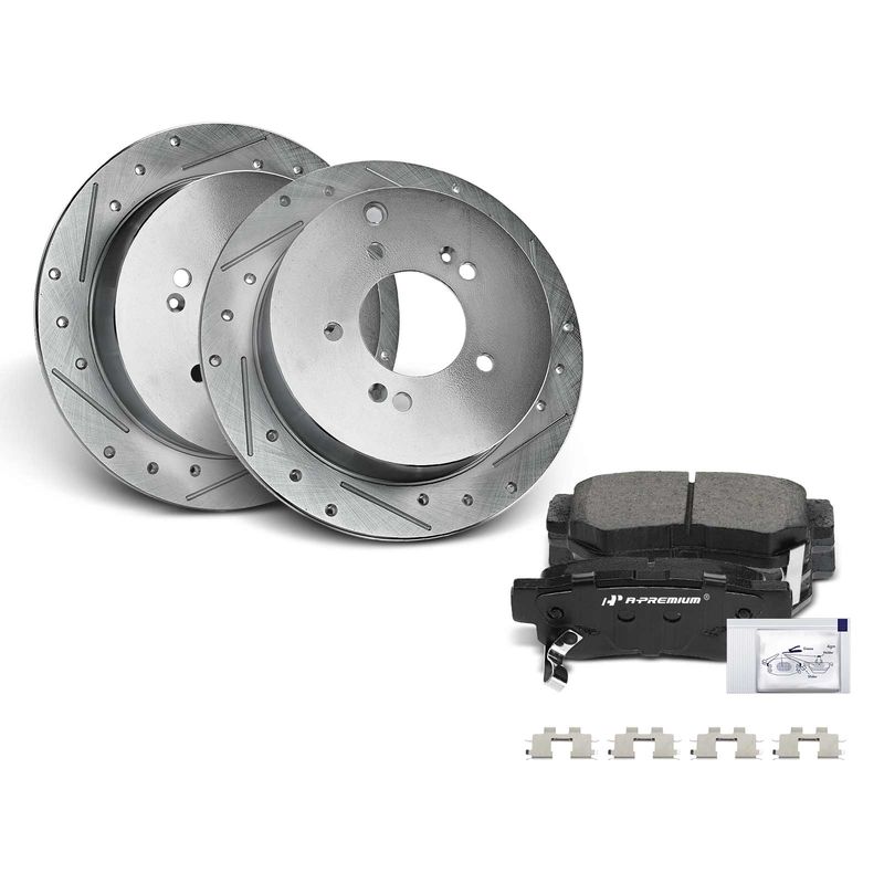 Rear Drilled Rotors & Ceramic Brake Pads for Hyundai Santa Fe 01-06 Tucson Kia