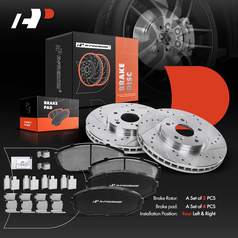 Front Drilled Rotors & Ceramic Brake Pads for Honda Odyssey 1999-2004 Acura 3.5L