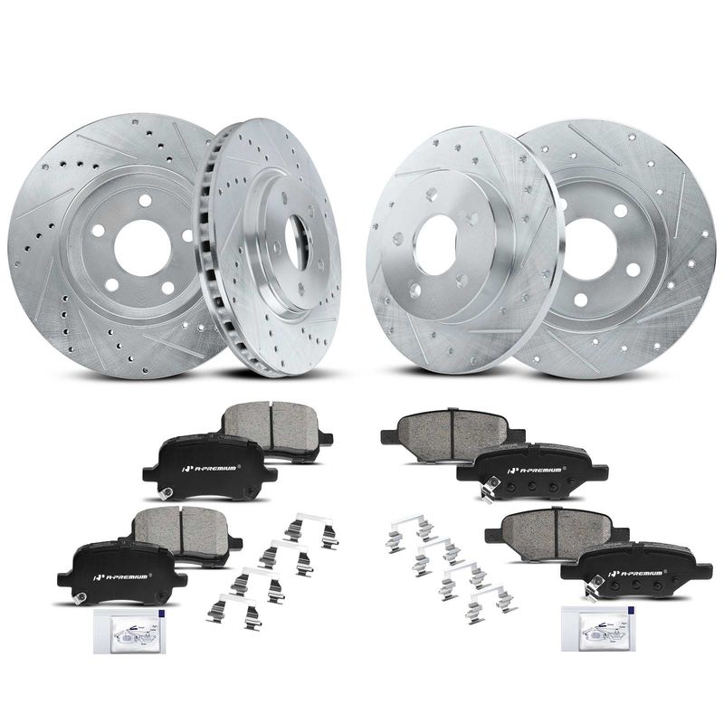 Front & Rear Drilled Rotors & Ceramic Brake Pads for Chevy Malibu 04-12 Pontiac