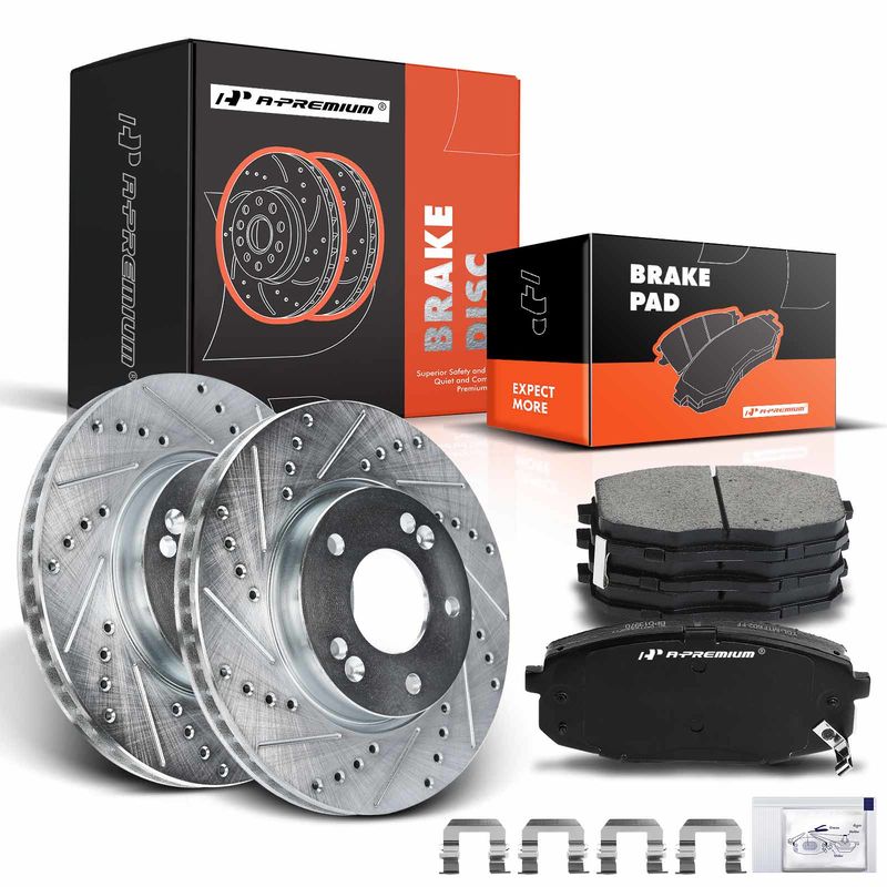 Front Drilled Rotors & Ceramic Brake Pads for Kia Forte Koup Forte5