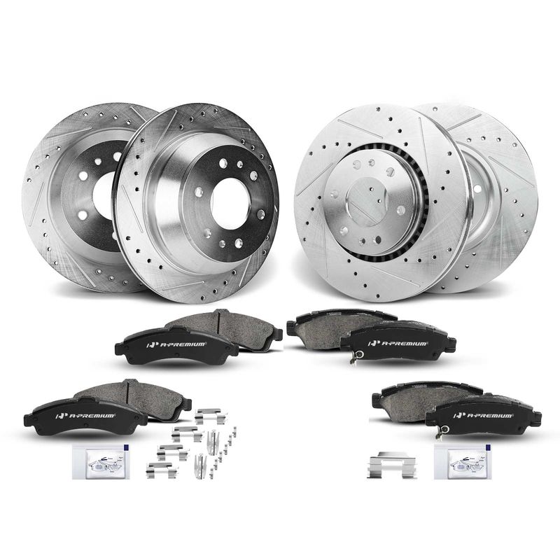 Front & Rear Drilled Rotors & Ceramic Brake Pads for Buick Rainier Chevy SSR