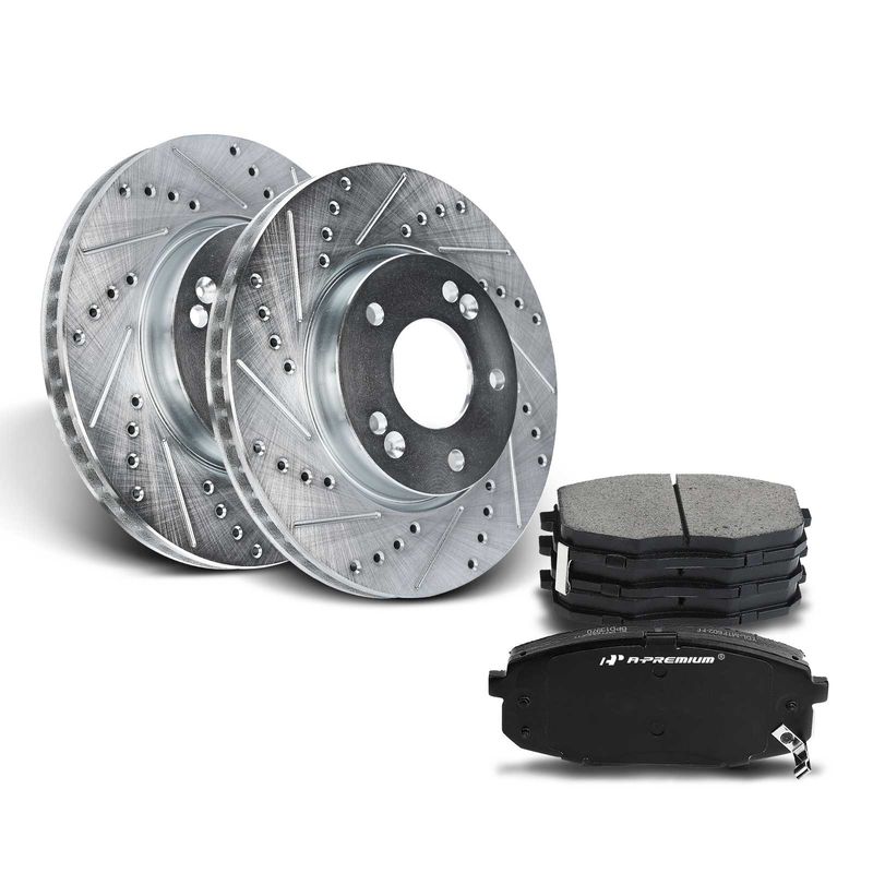 Front Drilled Rotors & Ceramic Brake Pads for Kia Forte Koup Forte5