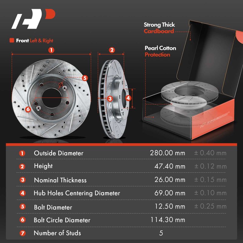 Front Drilled Rotors & Ceramic Brake Pads for Kia Forte Koup Forte5