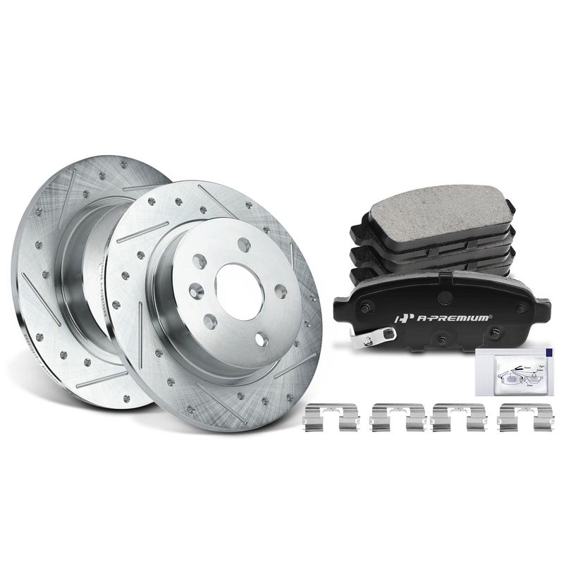 Rear Drilled Rotors & Ceramic Brake Pads for Chevy Cruze Sonic Trax Buick 13-17