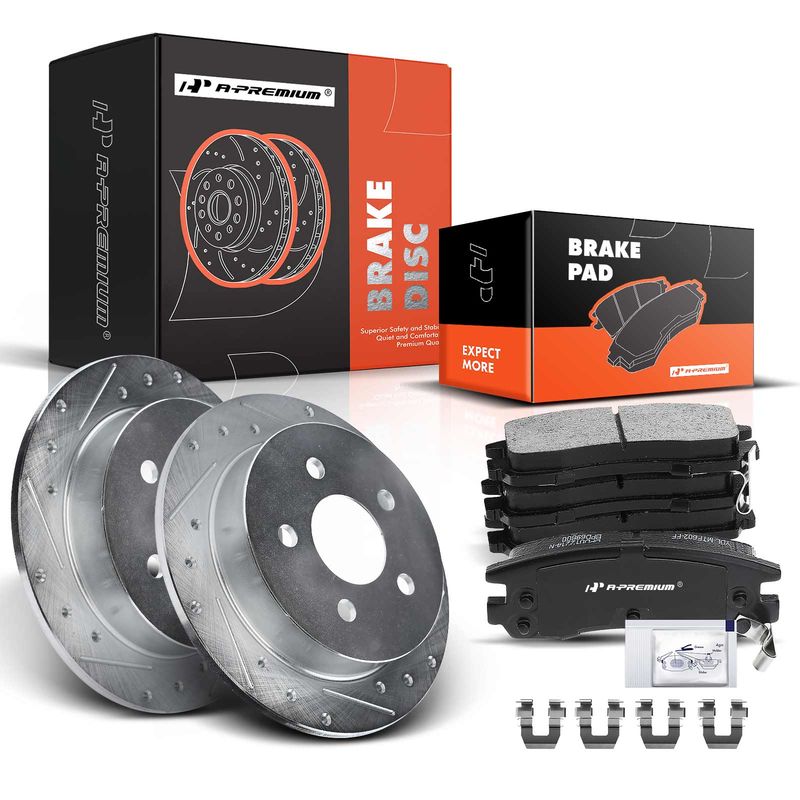 Rear Drilled Rotors & Ceramic Brake Pads for Buick Century Regal Chevy Impala