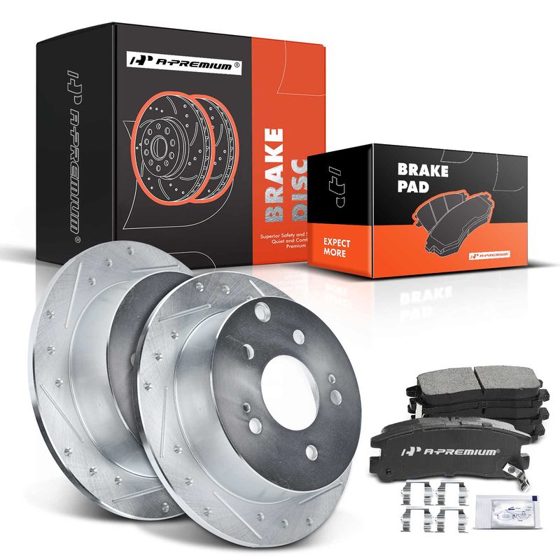 Rear Drilled Rotors & Ceramic Brake Pads for Mitsubishi Eclipse 2006-2012 Galant