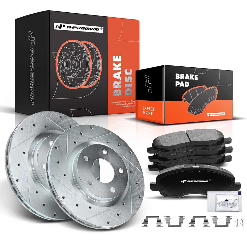 Front Drilled Rotors & Ceramic Brake Pads for Jeep Compass Chrysler Sebring Dodge
