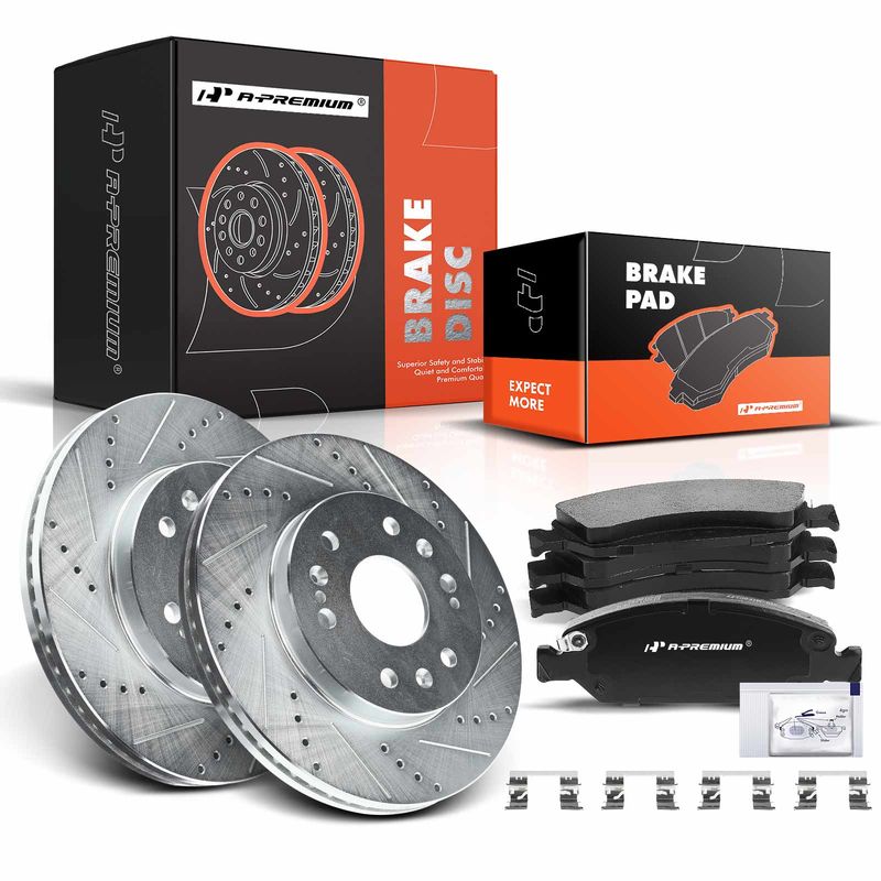 Front Drilled Rotors & Ceramic Brake Pads for Chevy Silverado 1500 Cadillac GMC