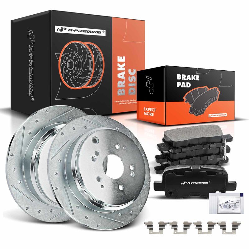 Rear Drilled Rotors & Ceramic Brake Pads for Honda Odyssey 2002-2004 V6 3.5L