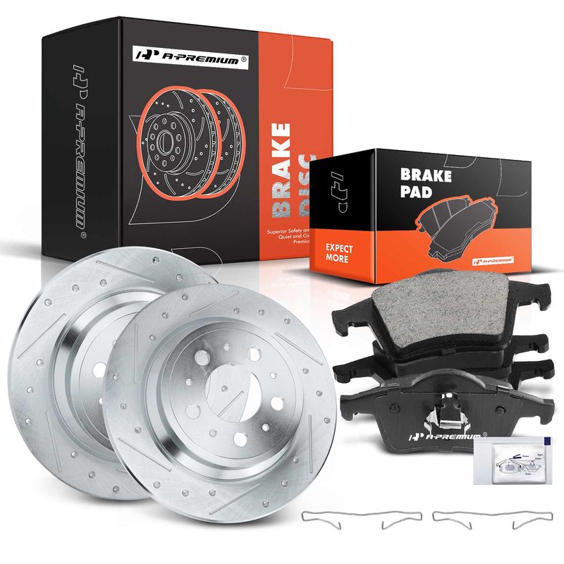 Rear Drilled Rotors & Ceramic Brake Pads for Volvo S60 S80 V70 XC70