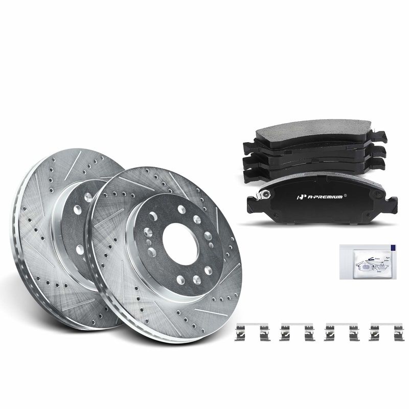Front Drilled Rotors & Ceramic Brake Pads for Chevy Silverado 1500 Cadillac GMC