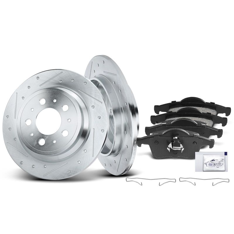 Rear Drilled Rotors & Ceramic Brake Pads for Volvo S60 S80 V70 XC70
