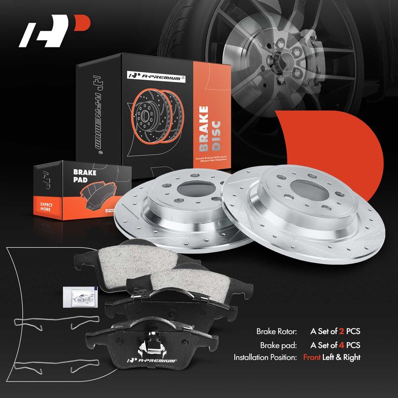 Rear Drilled Rotors & Ceramic Brake Pads for Volvo S60 S80 V70 XC70