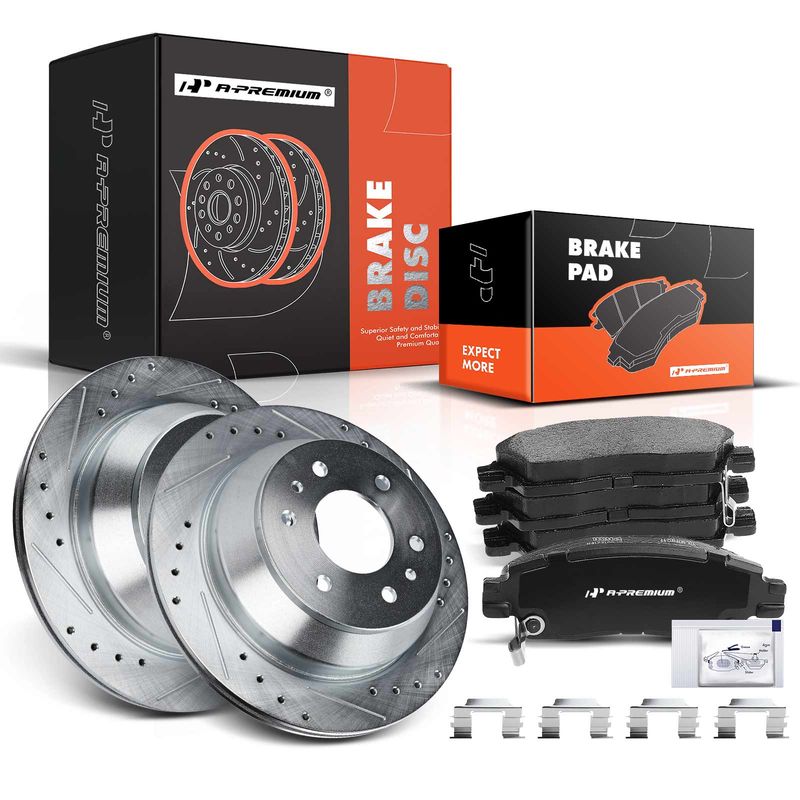 Rear Drilled Rotors & Ceramic Brake Pads for Chevrolet Buick GMC Isuzu Olds Saab