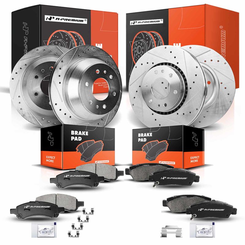 Front & Rear Drilled Rotors & Ceramic Brake Pads for GMC Envoy Chevy Trailblaze