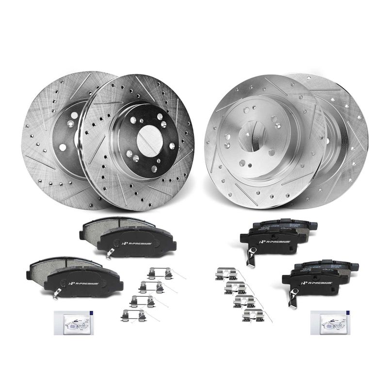 Front & Rear Drilled Rotors & Ceramic Brake Pads for Honda Accord 08-12 14-17