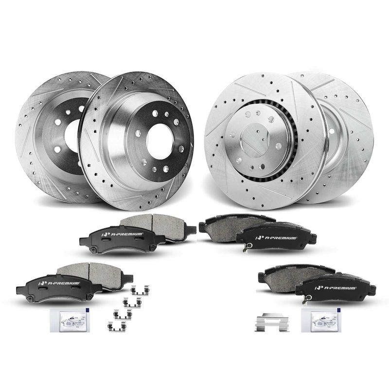 Front & Rear Drilled Rotors & Ceramic Brake Pads for GMC Envoy Chevy Trailblaze
