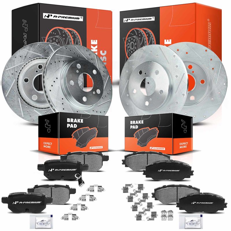 Front & Rear Drilled Rotors & Ceramic Brake Pads for Scion xB 2008-2015