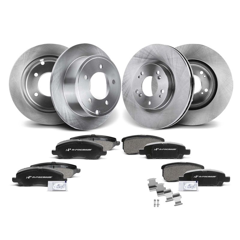 Front & Rear Disc Brake Rotors & Ceramic Brake Pads for Chrysler 200 11-14 Dodge