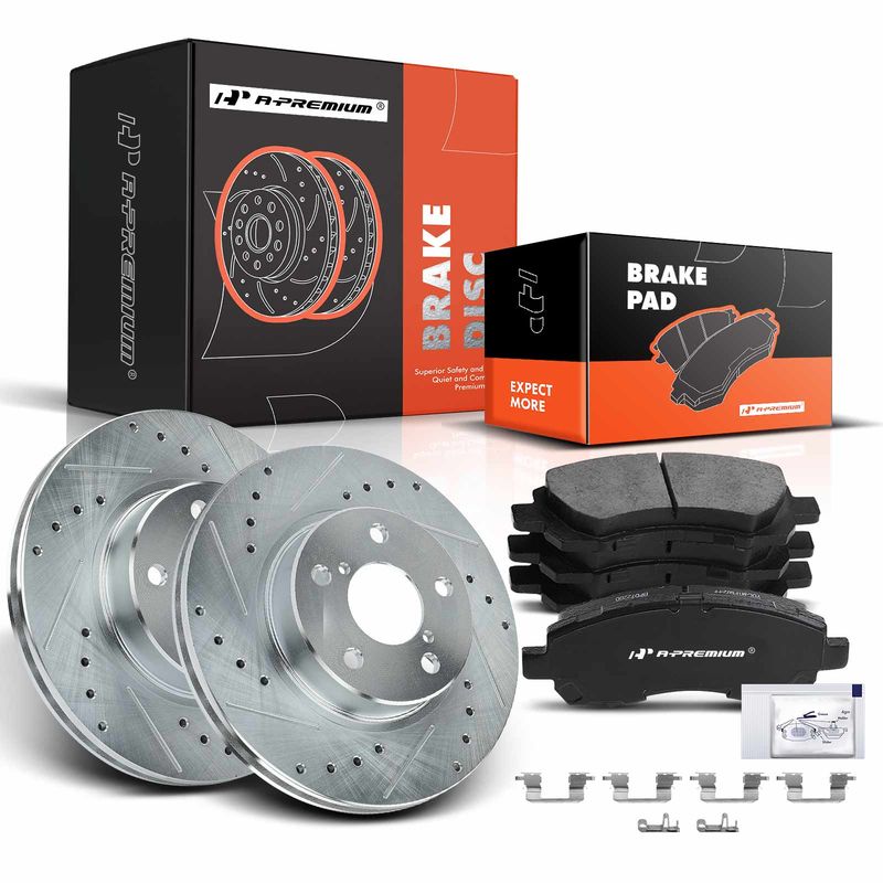 Front Drilled Rotors & Ceramic Brake Pads for Chevy GMC Envoy Buick Isuzu
