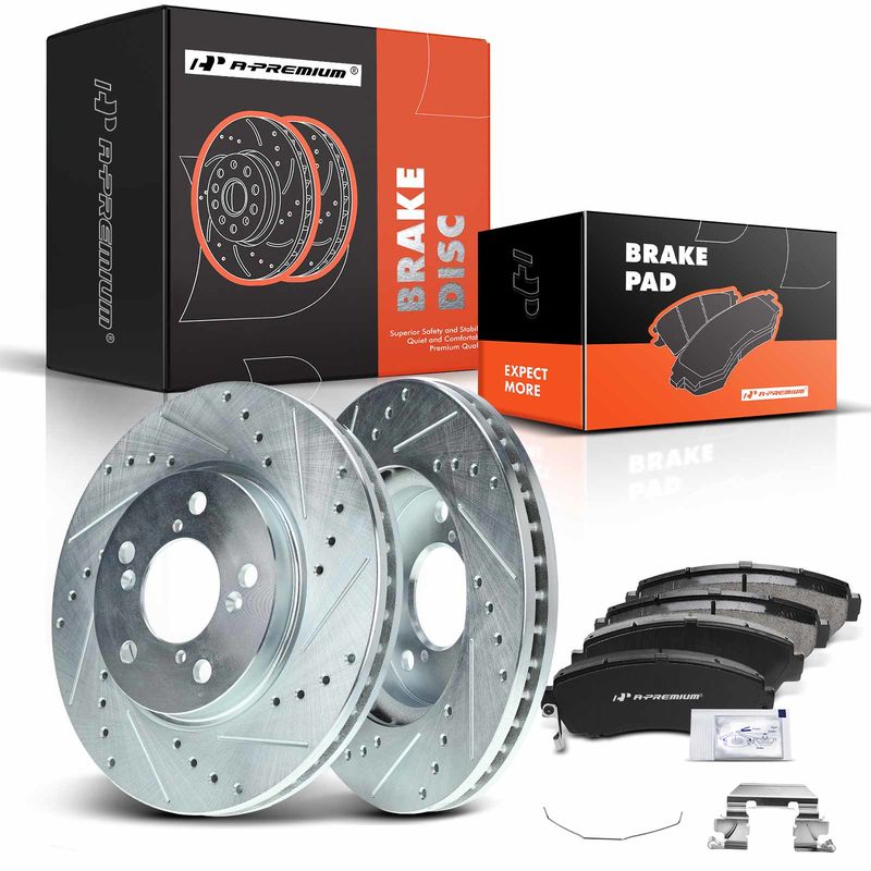 Front Drilled Rotors & Ceramic Brake Pads for Honda Odyssey 2005-2010 V6 3.5L
