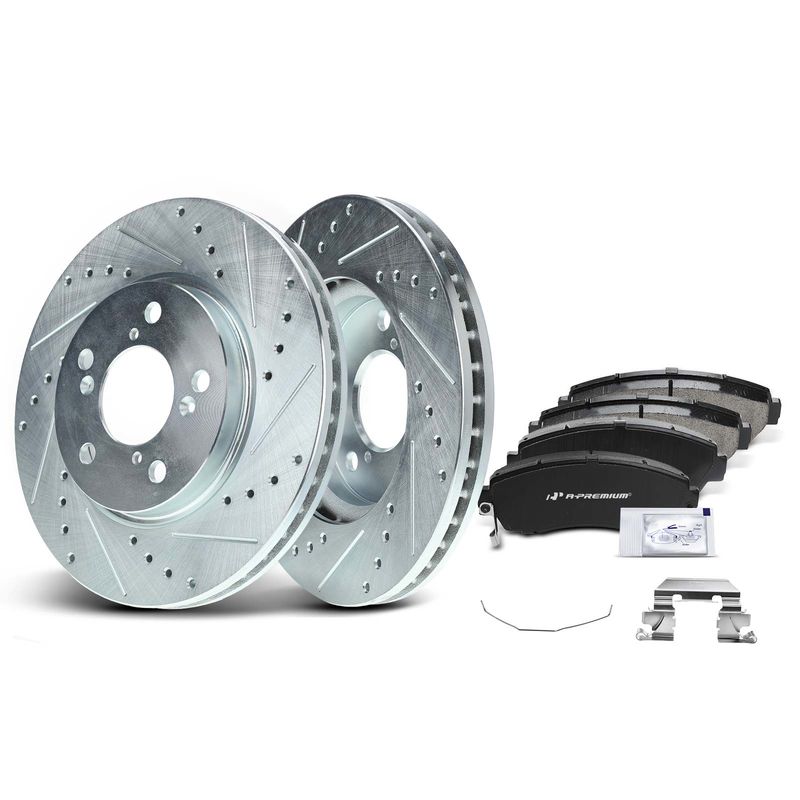 Front Drilled Rotors & Ceramic Brake Pads for Honda Odyssey 2005-2010 V6 3.5L