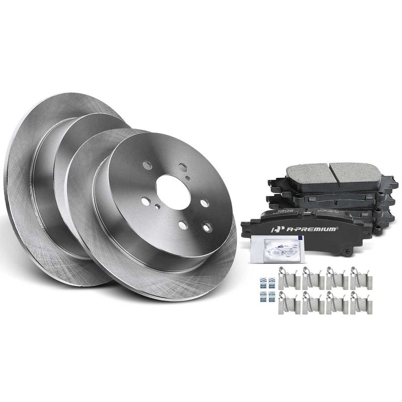 Rear Disc Brake Rotors & Ceramic Brake Pads for Lexus RX350 RX450h Toyota Sienna