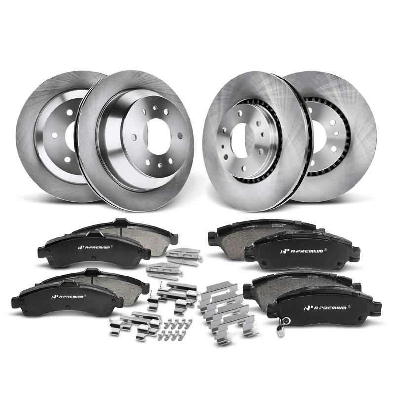 Front & Rear Disc Brake Rotors & Ceramic Brake Pads for Chevy Trailblazer Buick