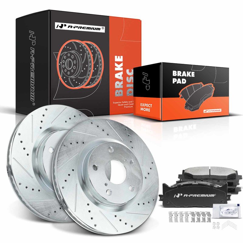 Front Drilled Rotors & Ceramic Brake Pads for Lexus ES350 07-18 ES300h Toyota