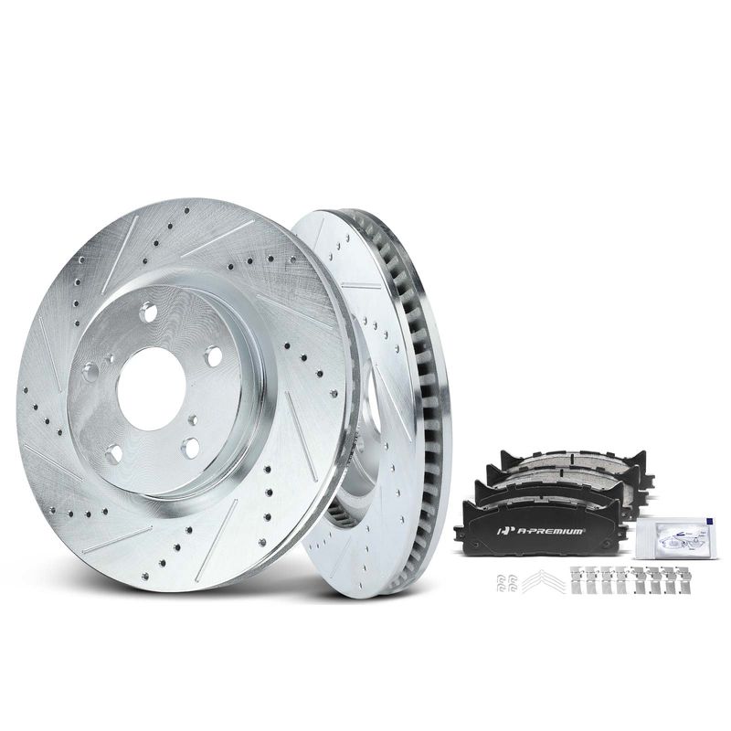 Front Drilled Rotors & Ceramic Brake Pads for Lexus ES350 07-18 ES300h Toyota