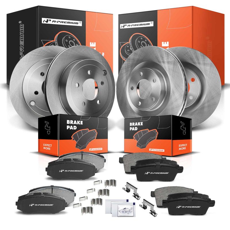 Front & Rear Disc Brake Rotors & Ceramic Brake Pads for Ford Edge Lincoln 07-10