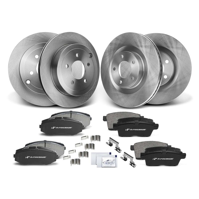 Front & Rear Disc Brake Rotors & Ceramic Brake Pads for Ford Edge Lincoln 07-10