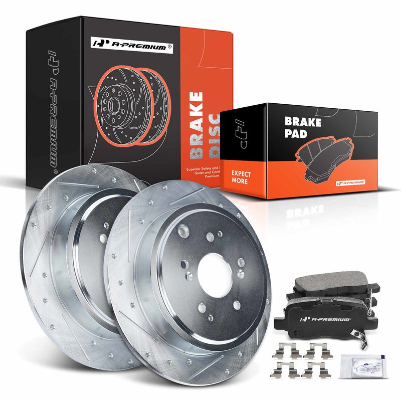 Rear Drilled Rotors & Ceramic Brake Pads for Acura MDX 2001-2006 Honda Pilot
