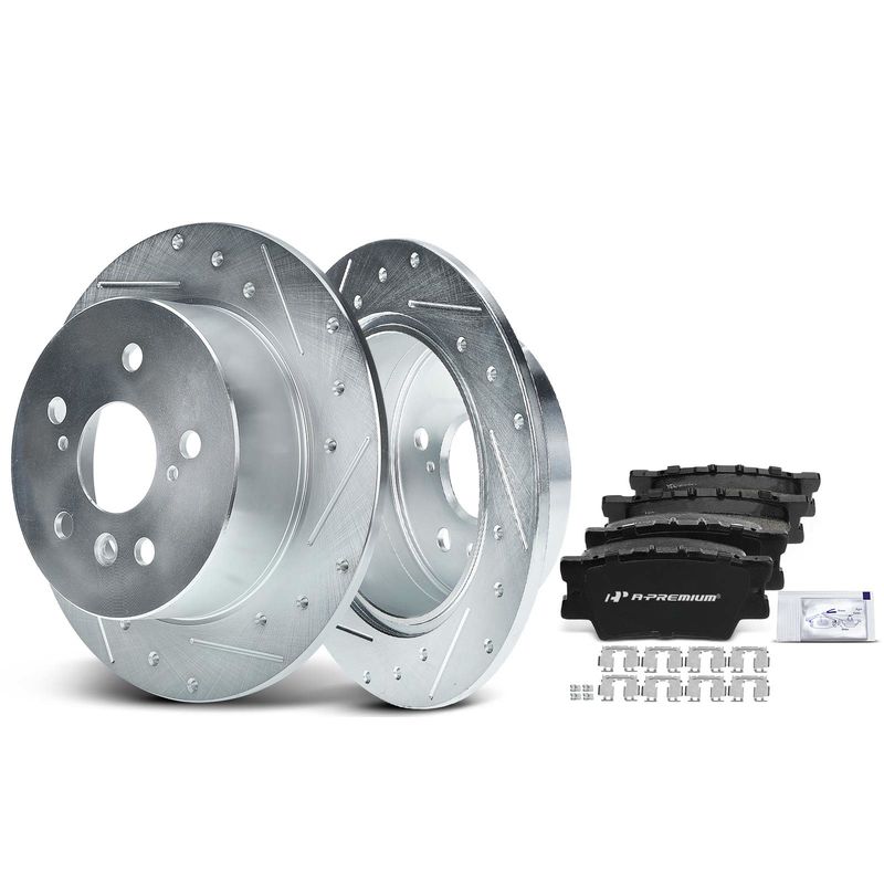 Rear Drilled Rotors & Ceramic Brake Pads for Lexus ES350 2007-2012 Toyota Avalon