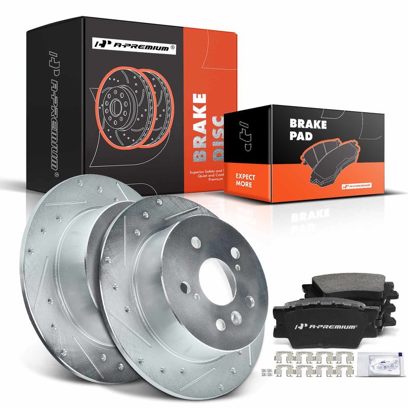 Rear Drilled Rotors & Ceramic Brake Pads for Lexus ES350 2007-2012 Toyota Avalon