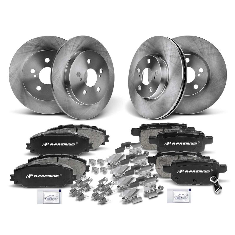 Front & Rear Disc Brake Rotors & Ceramic Brake Pads for Pontiac Vibe Toyota