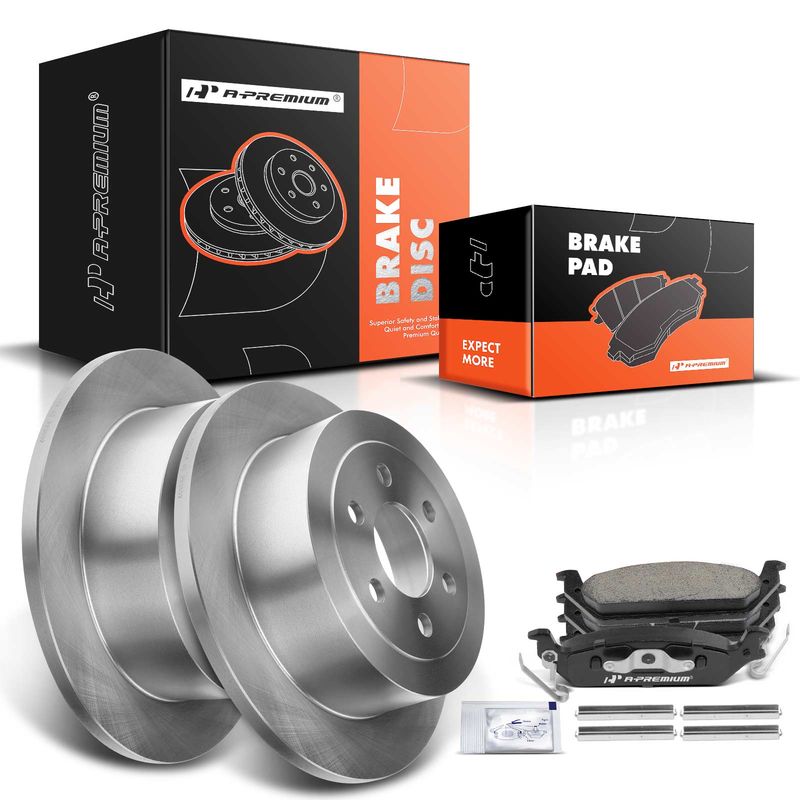 Rear Disc Brake Rotors & Ceramic Brake Pads for Dodge Dakota 2003-2004 2WD 4WD