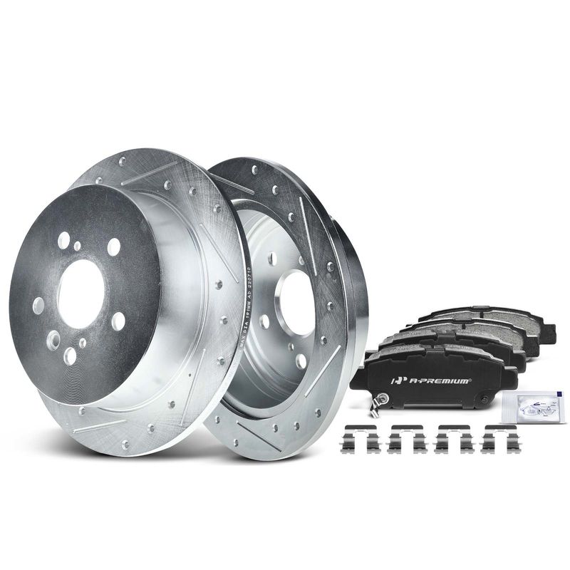 Rear Drilled Rotors & Ceramic Brake Pads for Toyota Sienna 2004-2010 4 Wheel