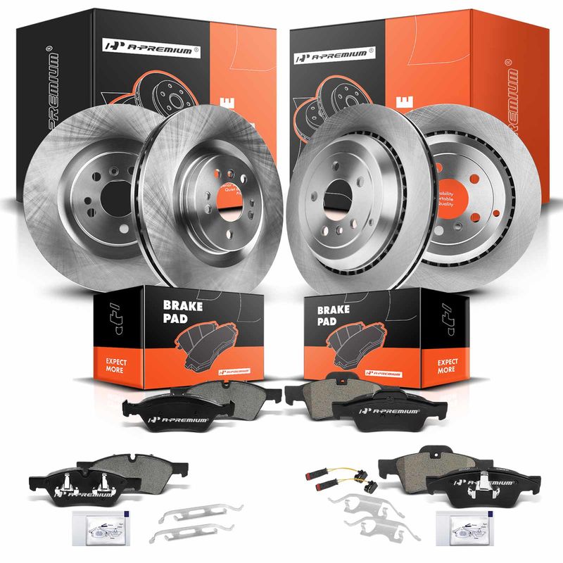 Front & Rear Disc Brake Rotors & Ceramic Brake Pads for Mercedes-Benz GL320 R350