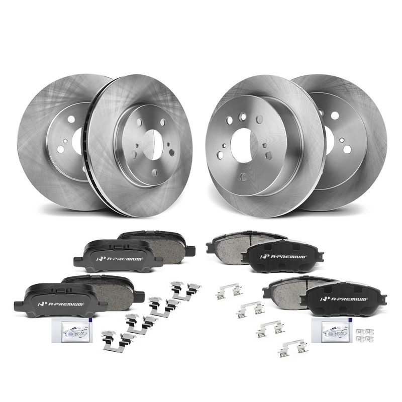 Front & Rear Disc Brake Rotors & Ceramic Brake Pads for Toyota Avalon Solara