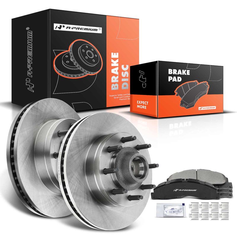 Front Disc Brake Rotors & Ceramic Brake Pads for Ford E-150 E-350 Super Duty