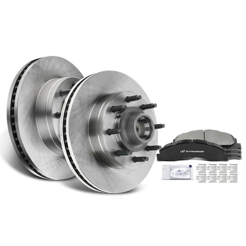 Front Disc Brake Rotors & Ceramic Brake Pads for Ford E-150 E-350 Super Duty