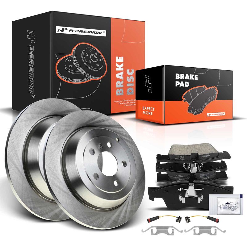 Rear Disc Brake Rotors & Ceramic Brake Pads for Mercedes-Benz ML320 R320 R350