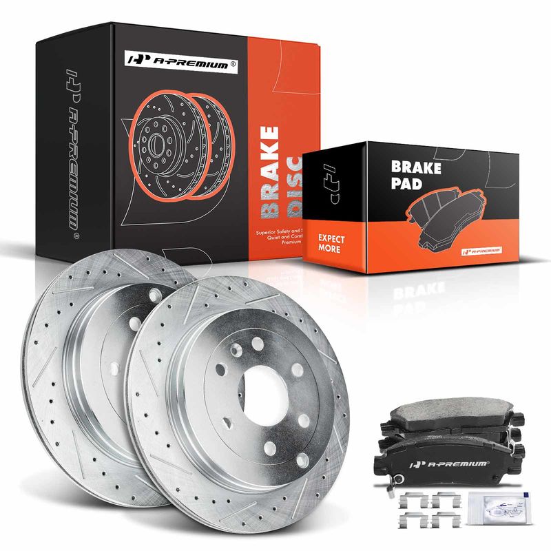 Rear Drilled Rotors & Ceramic Brake Pads for Buick Enclave Chevy Traverse GMC