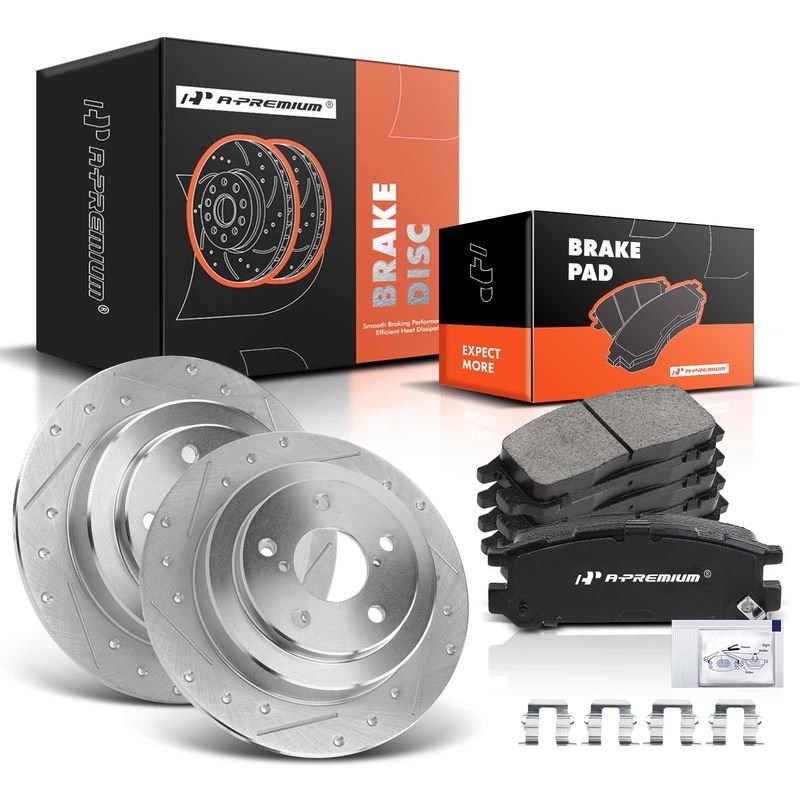 Rear Drilled Rotors & Ceramic Brake Pads for Subaru Impreza 93-96 98 Legacy 90-99