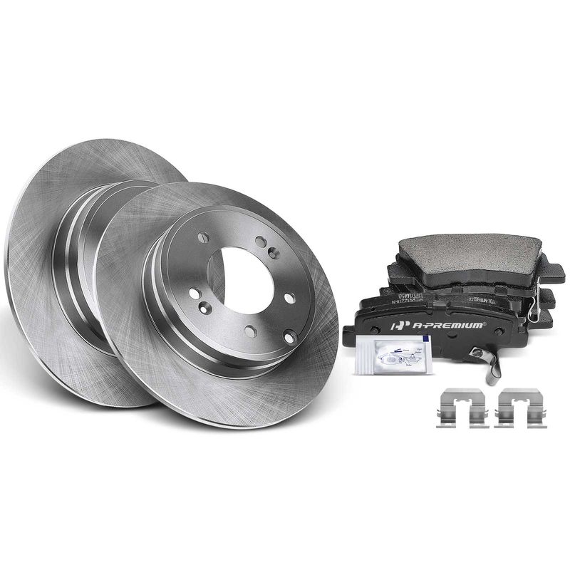 Rear Disc Brake Rotors & Ceramic Brake Pads for Hyundai Sonata 12-17 Optima Kia