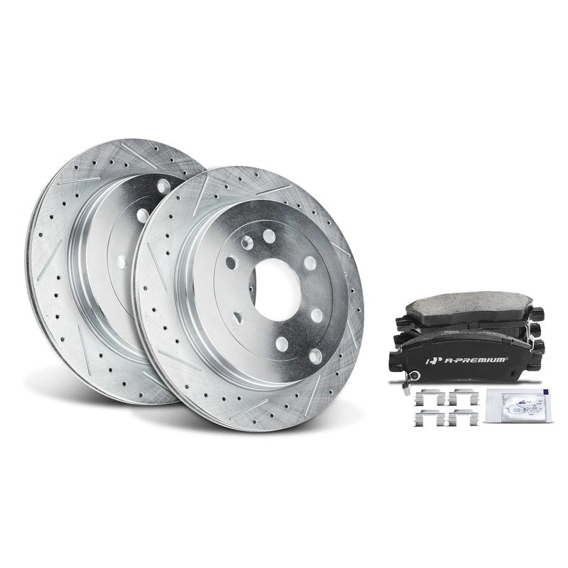 Rear Drilled Rotors & Ceramic Brake Pads for Buick Enclave Chevy Traverse GMC