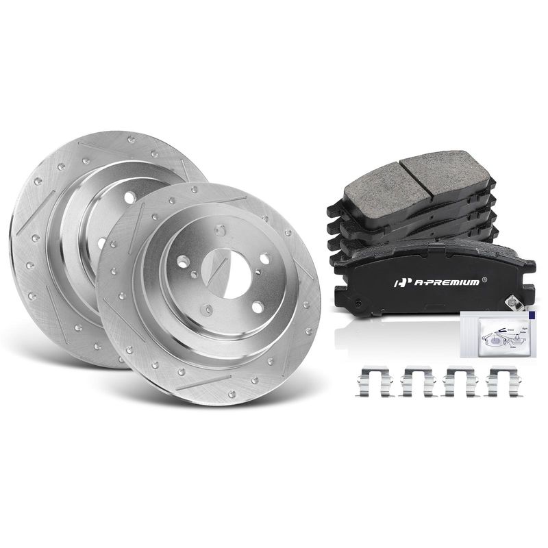 Rear Drilled Rotors & Ceramic Brake Pads for Subaru Impreza 93-96 98 Legacy 90-99