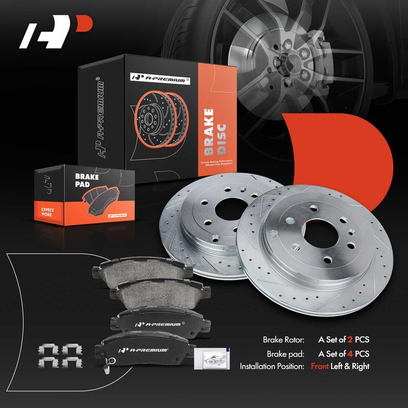 Rear Drilled Rotors & Ceramic Brake Pads for Buick Enclave Chevy Traverse GMC